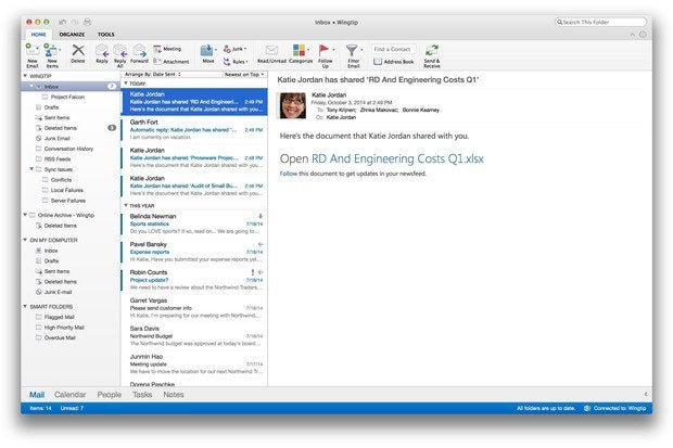 outlook for mac 16.15 text